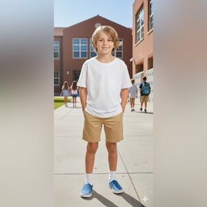 Wonder Nation Boys Size 6 Flat Front Shorts Zipper Snap Button School Uniform